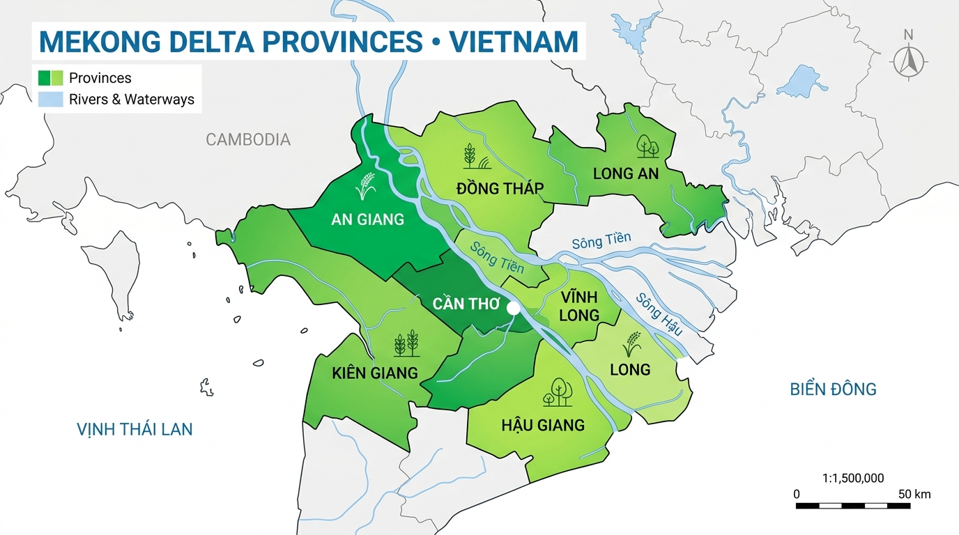 Bản đồ phân bổ vùng trồng ĐBSCL